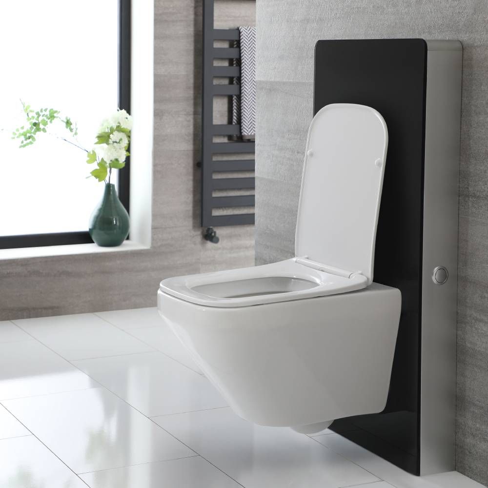 Mueble de WC de 500mm Moderno Negro Completo con Suspendido - Saru