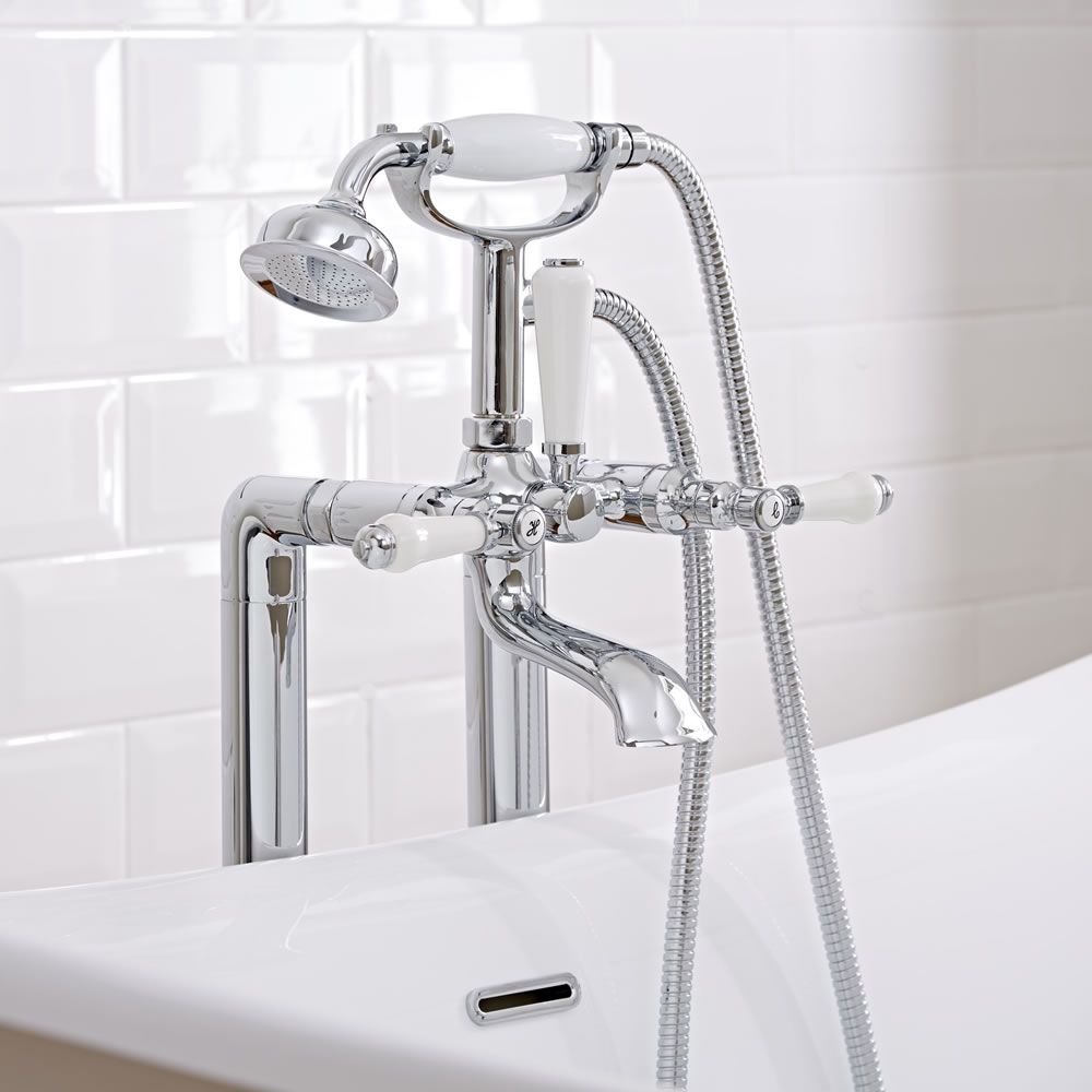 Conjunto de Baño con Grifo Mezclador de Bañera y Ducha de Mano Estilo Retro