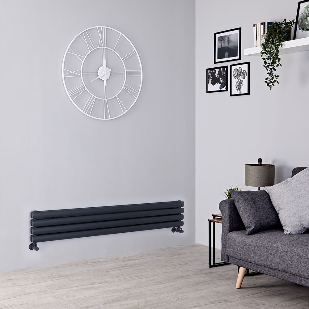 Radiador de Diseño Horizontal Antracita - 236mm x 1400mm (Panel Doble) - Revive