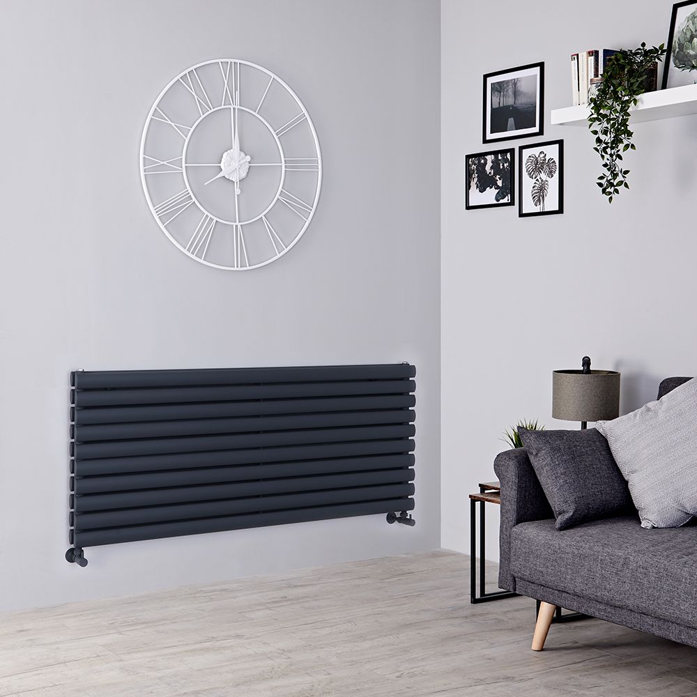 Radiador de Diseño Horizontal Antracita - 590mm x 1400mm (Panel Doble) - Revive