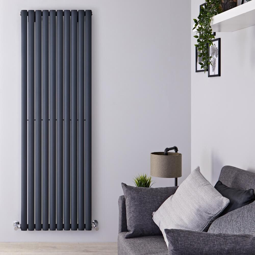 Hudson Reed Revive - Radiador de Diseño en Aluminio Vertical (Panel Doble) 1800mm x 230mm - Antracita