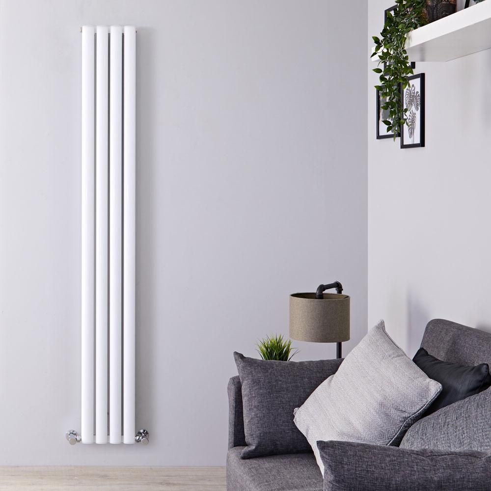 Hudson Reed Revive - Radiador de Diseño en Aluminio Vertical (Panel Doble) 1800mm x 230mm - Blanco