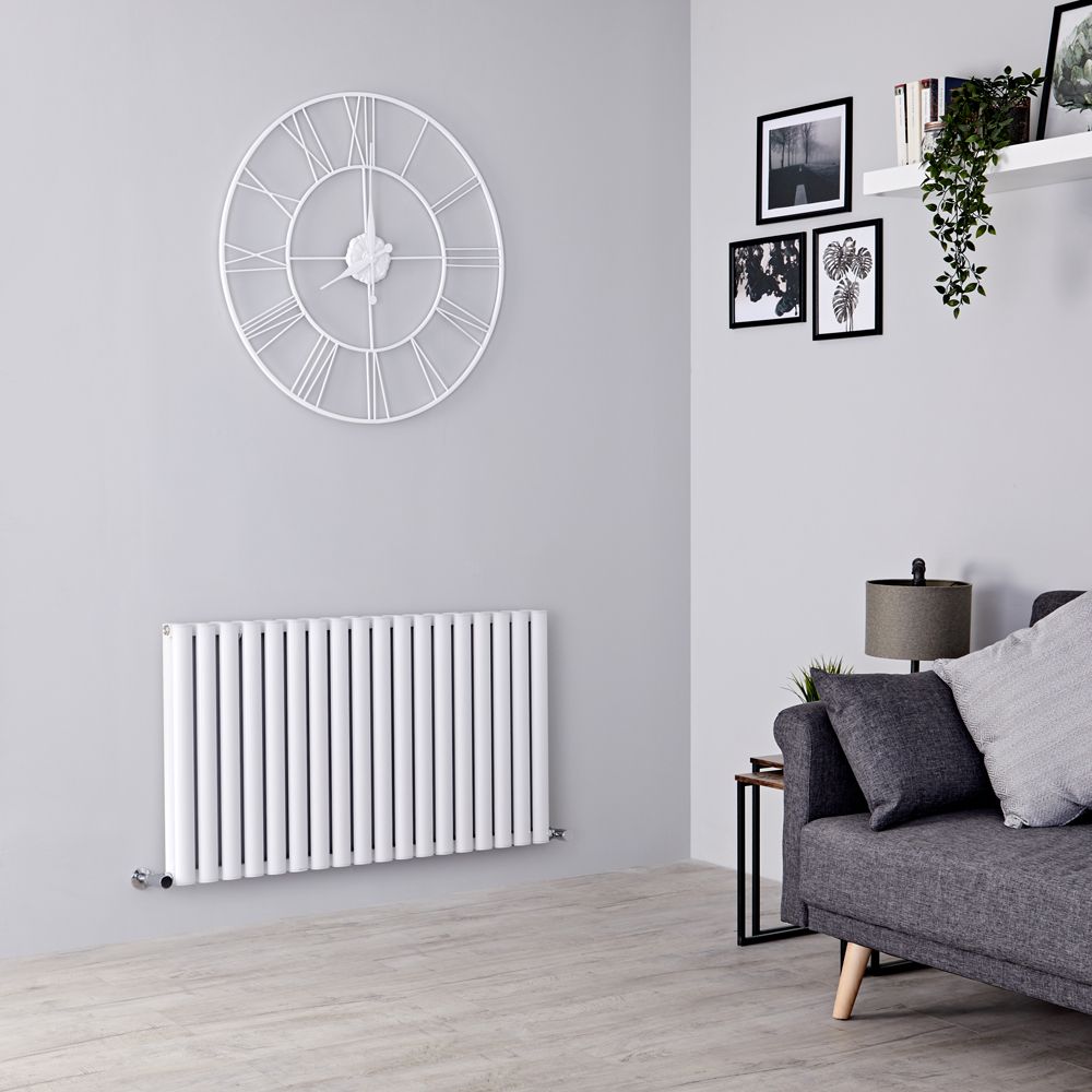 Radiador de Diseño Horizontal Doble - Blanco - 600mm x 1070mm x 76mm - 2067 Vatios - Revive Air