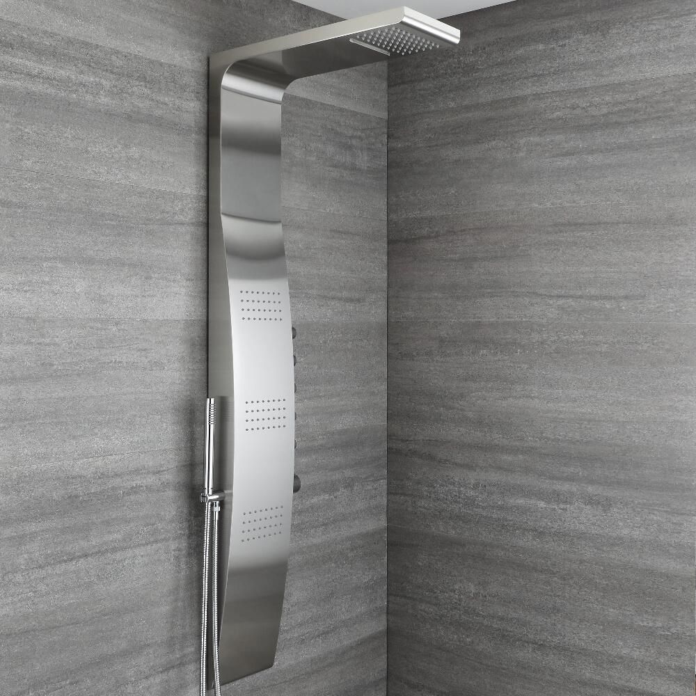 Panel de Ducha Multifunción Termostático de Acero Inoxidable con Alcachofa a Cascada - Surface