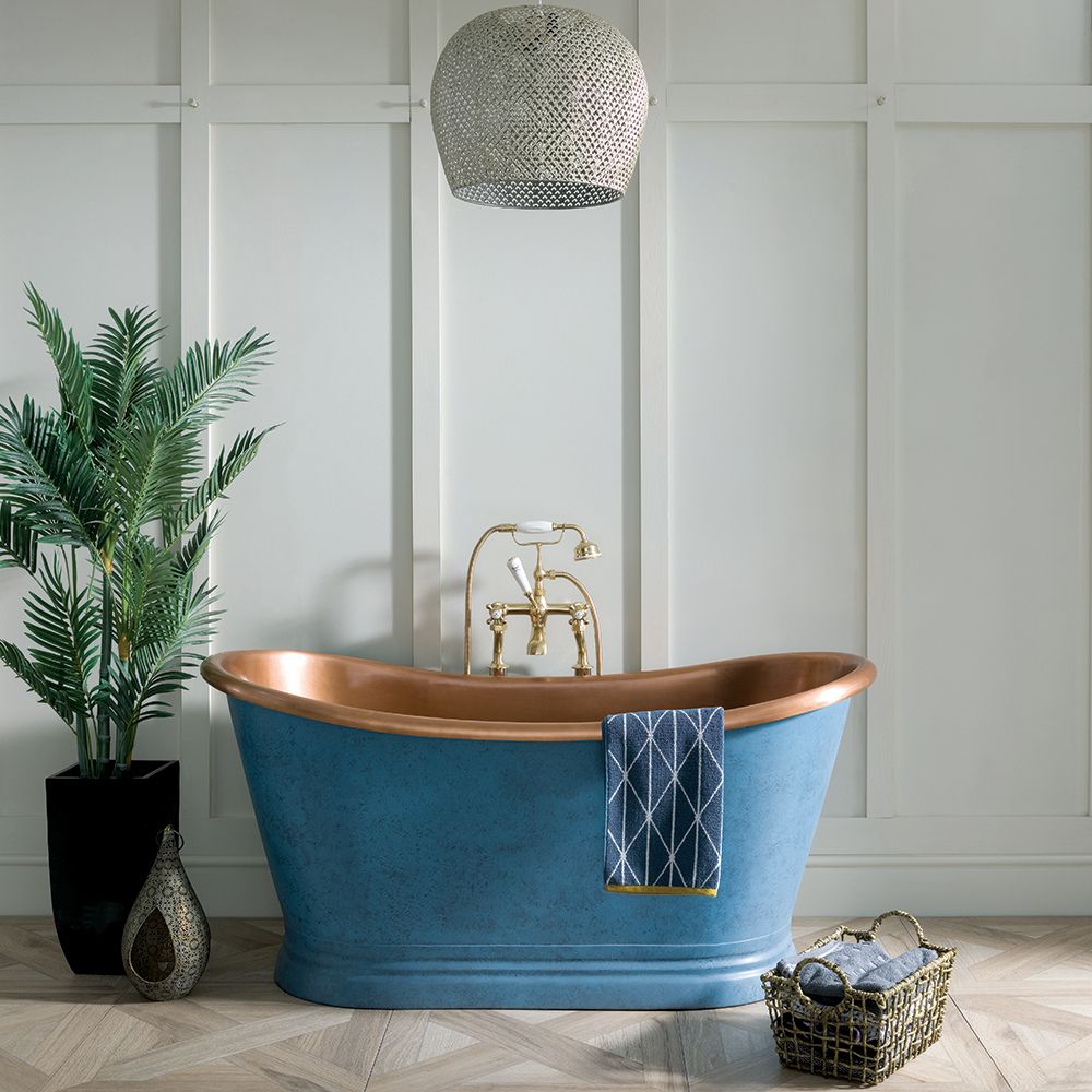 Bañera Exenta de Doble Extremo Tradicional - Cobre con Exterior con Pátina Azul  - Selección de Tamaños - Sienna para Hudson Reed