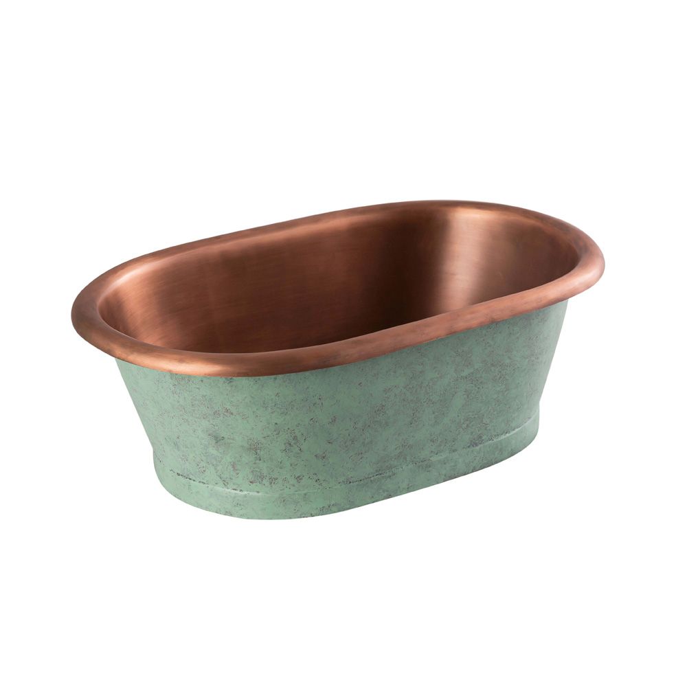 Lavabo Sobre Encimera en Cobre en Estilo Retro -  530mm x 345mm x 180mm - (Sin Agujeros para la Grifería) -  Cobre con Exterior Verdigris