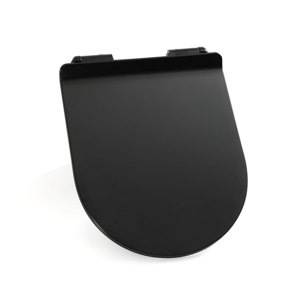 Tapa para WC con Cierre Amortiguado de Color Negro y Bisagras Superiores - Nox