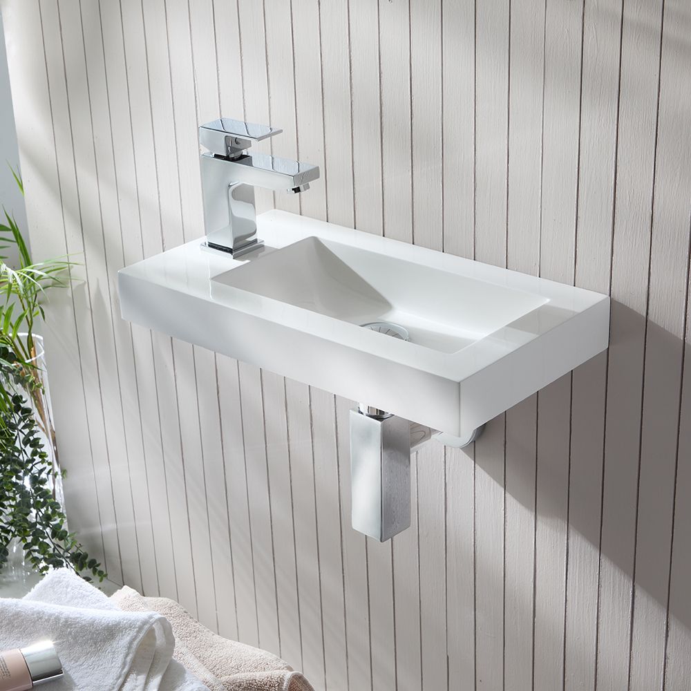 Lavabo Rectangular Suspendido Moderno - 440mm x 235mm (1 Agujero para la Grifería) - Elswick