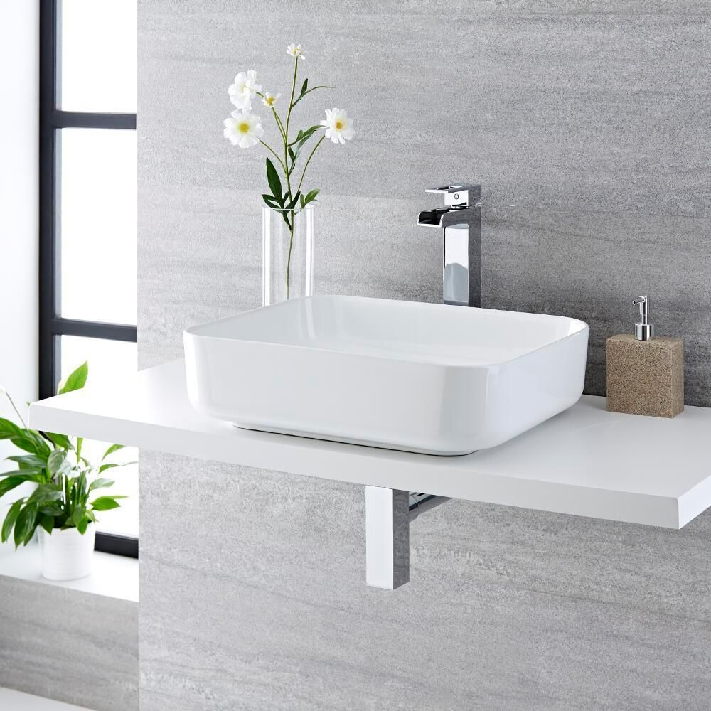 Lavabo Sobre Encimera Rectangular de Cerámica 500x400mm - Milton