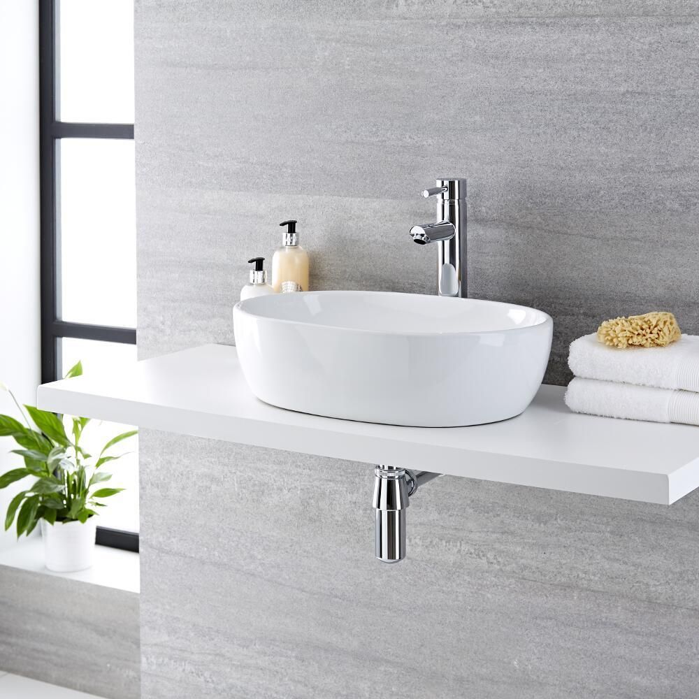 Lavabo Sobre Encimera Oval de Cerámica 480x350mm - Otterton