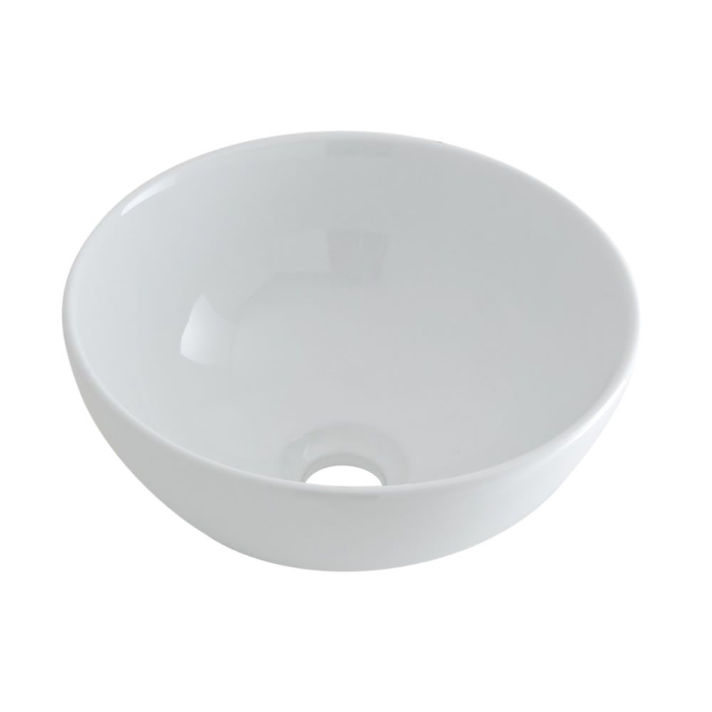 Lavabo Sobre Encimera Redondo de Cerámica 320x320mm con Mezclador de Lavabo Mural - Ashbury