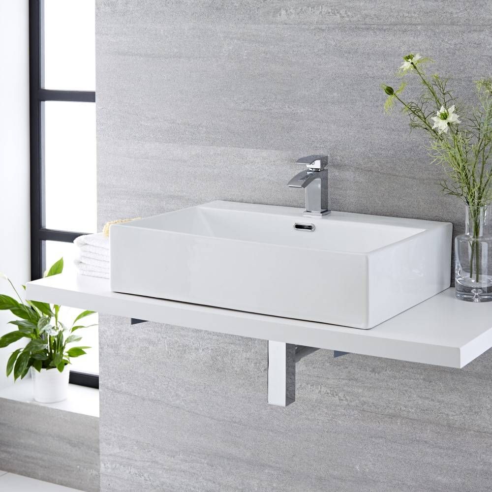 Lavabo Sobre Encimera Rectangular de Cerámica 600x420mm - Sandford