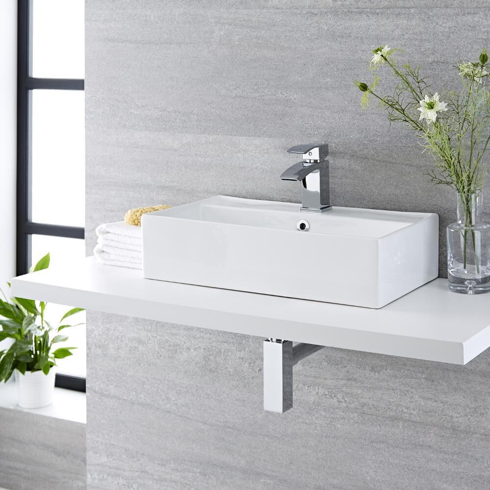 Lavabo Sobre Encimera Rectangular de Cerámica 550x310mm - Halwell