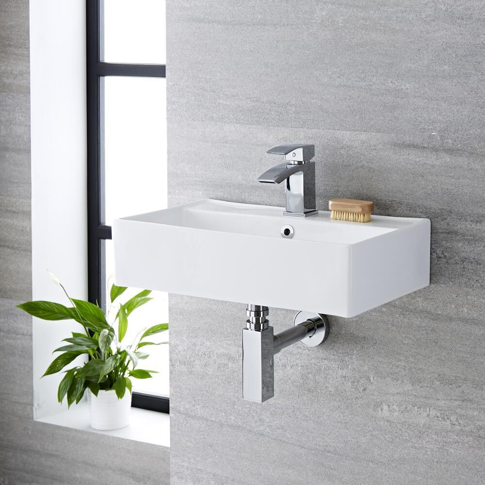 Lavabo Suspendido Rectangular de Cerámica 550x310mm - Halwell