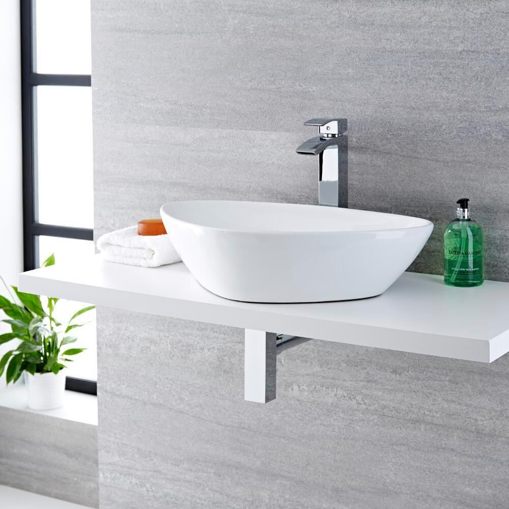 Lavabo Sobre Encimera Oval de Cerámica 590x390cm - Kenton