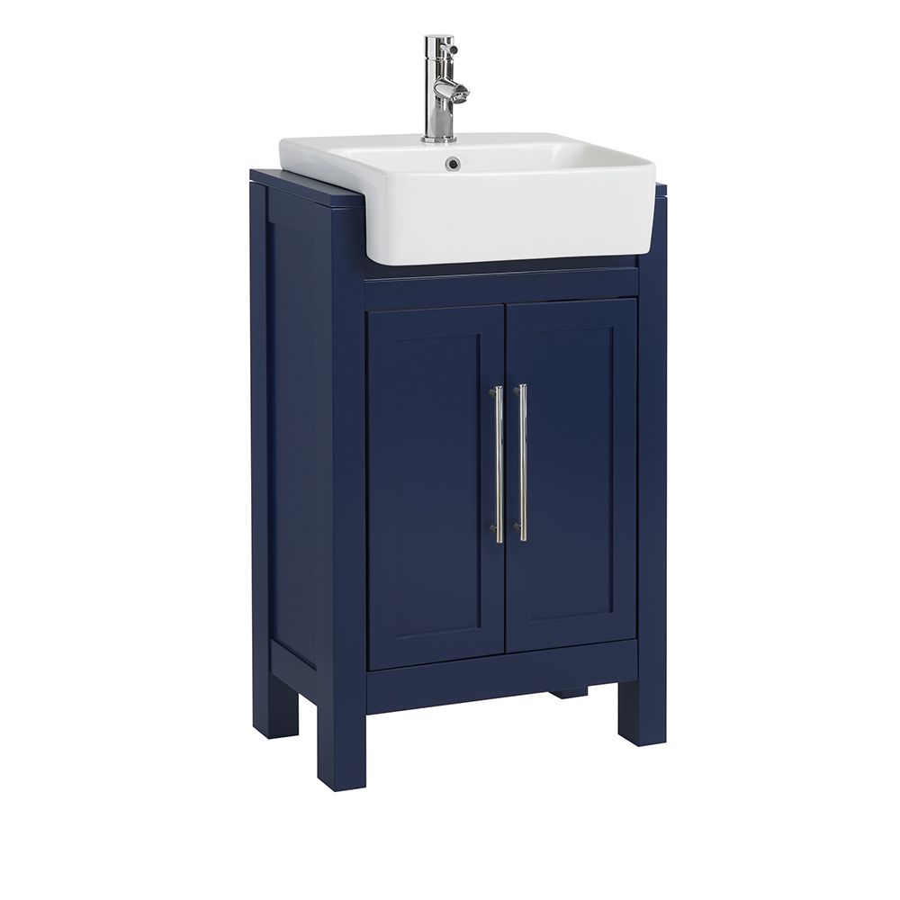 Mueble de Lavabo Gris Claro de 550mm Completo con Lavabo - Disponible con Manijas en Distintos Estilos y Acabados  - Warwick