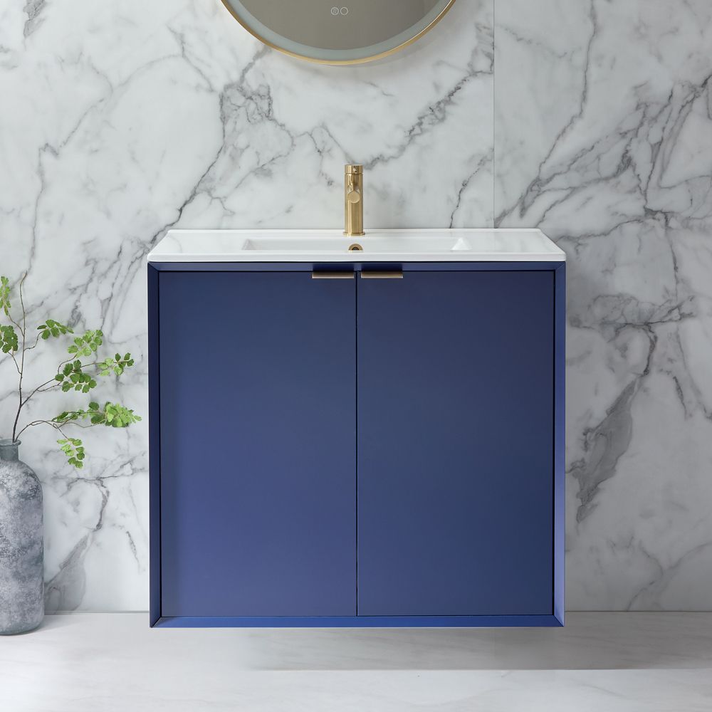 Mueble de Lavabo Mural Moderno - 810mm - Completo con Lavabo - Disponible con Distintas Manijas - Edge