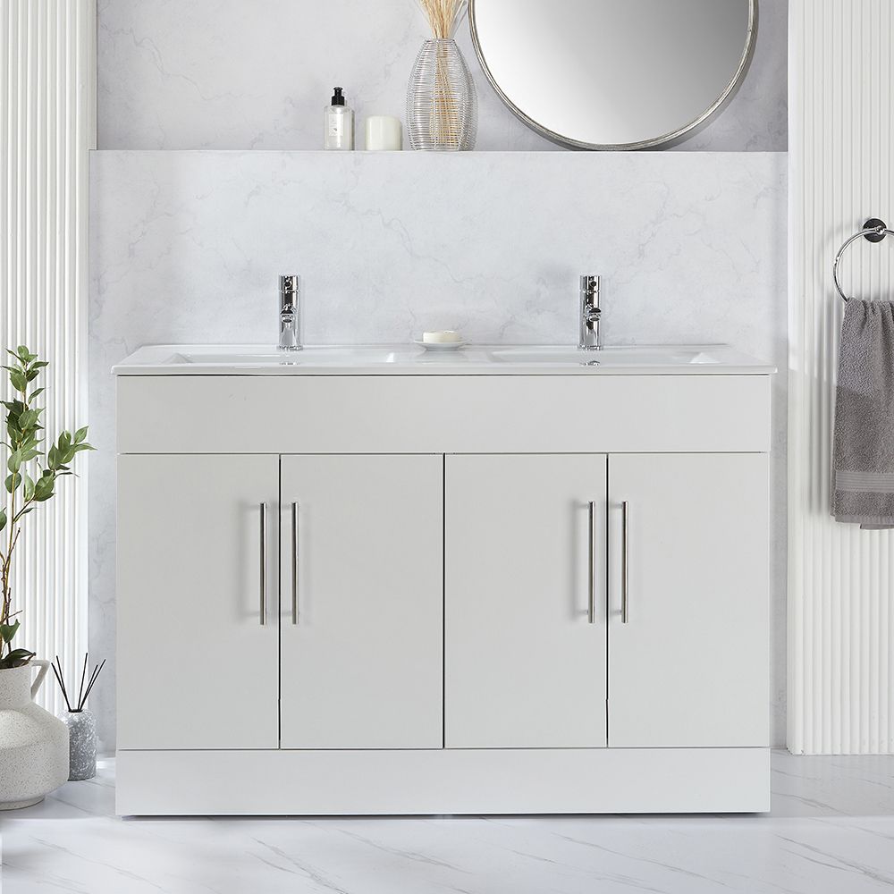 Mueble de Lavabo -  1210mm - Completo con Lavabo Doble - Disponible con Manijas en Distintos Estilos y Acabados   - Cluo