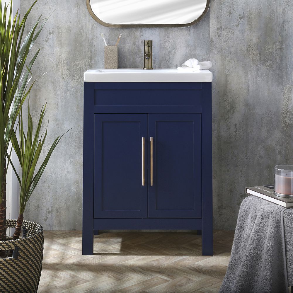 Mueble de Lavabo de 600mm con Lavabo Integrado - Disponible con Manijas en Distintos Estilos y Acabados - Warwick