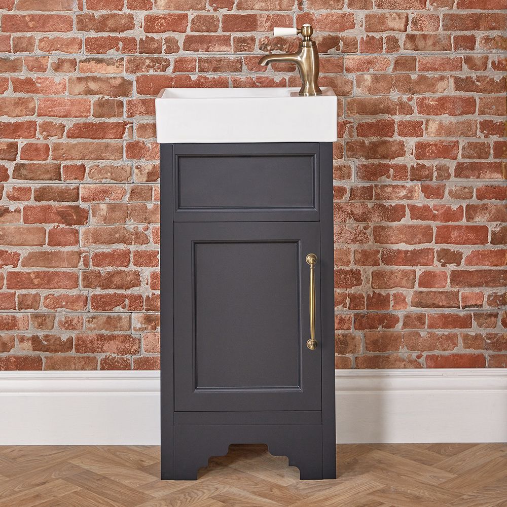 Mueble de Lavabo Tradicional - Color Negro Gris - 400mm - Completo con Lavabo con Selección de Acabados - Disponible con Manija en Distintos Diseños y Acabados - Thornton