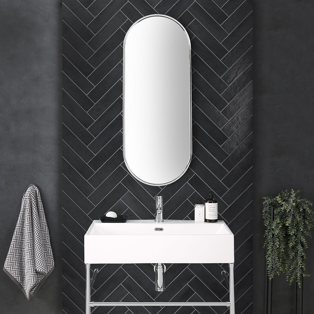 Espejo Mural Oval Cromado - 1000mm x 400mm - Gianna