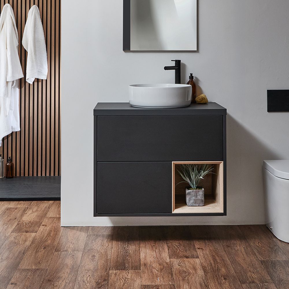 Mueble de Lavabo Moderno de Suelo - 800mm Completo con Lavabo - Disponible en Distintos Acabados, con Opción de Lavabo y LED  - Edge