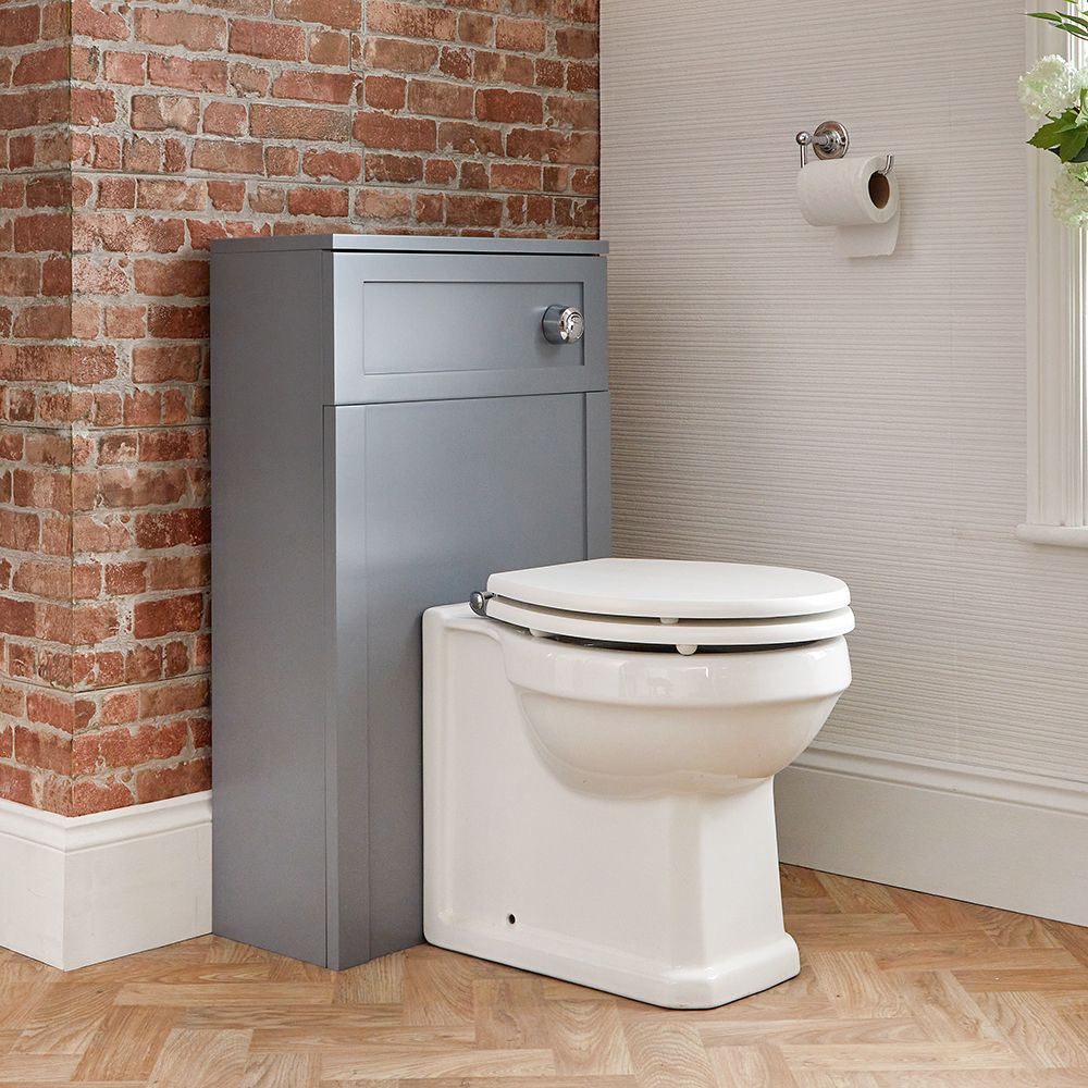 Mueble de WC Tradicional Color Gris Claro de 500mm Completo Inodoro Adosado y Cisterna - Warwick