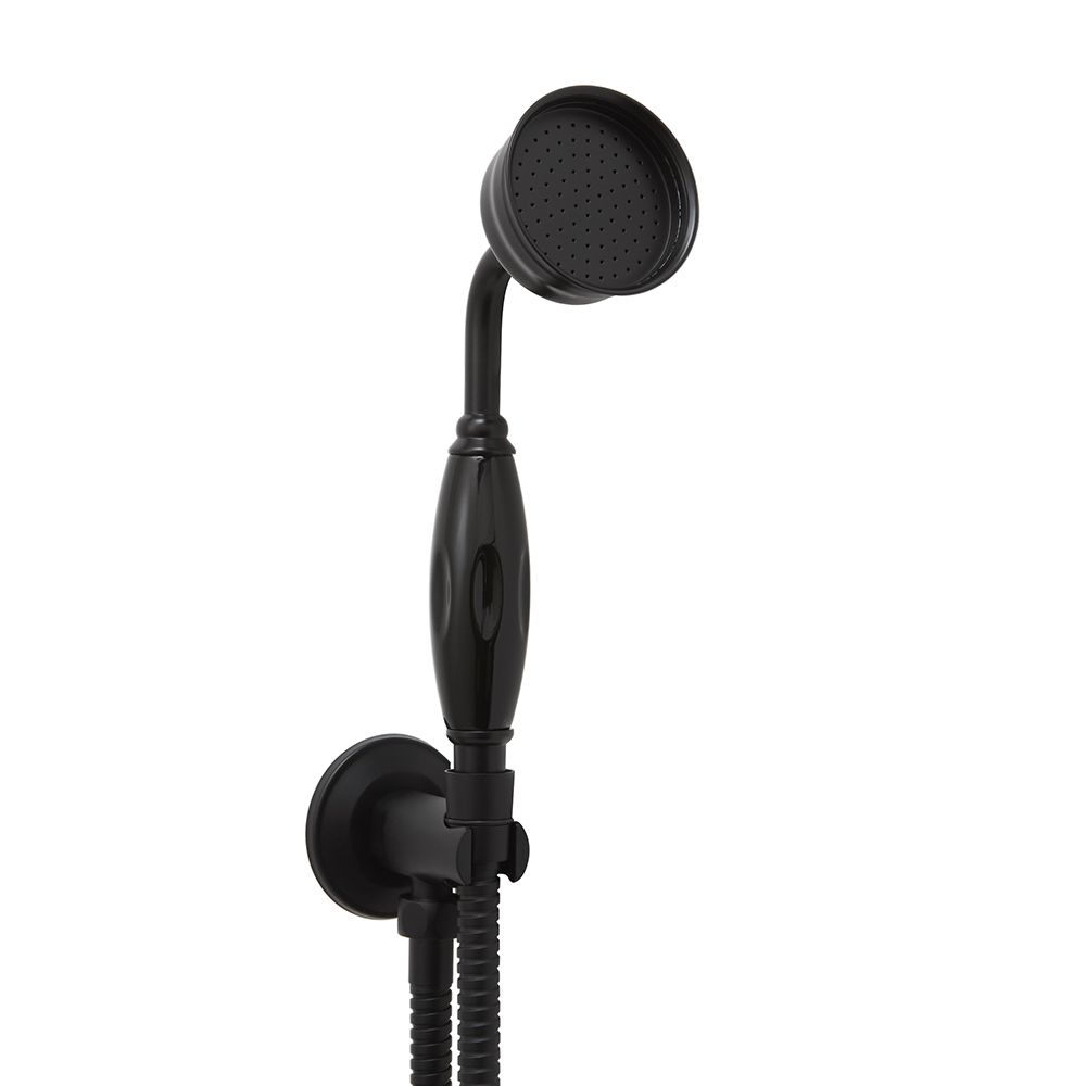Telefonillo de Ducha Tradicional con Soporte y Codo de Salida Integrado - Negro - Elizabeth
