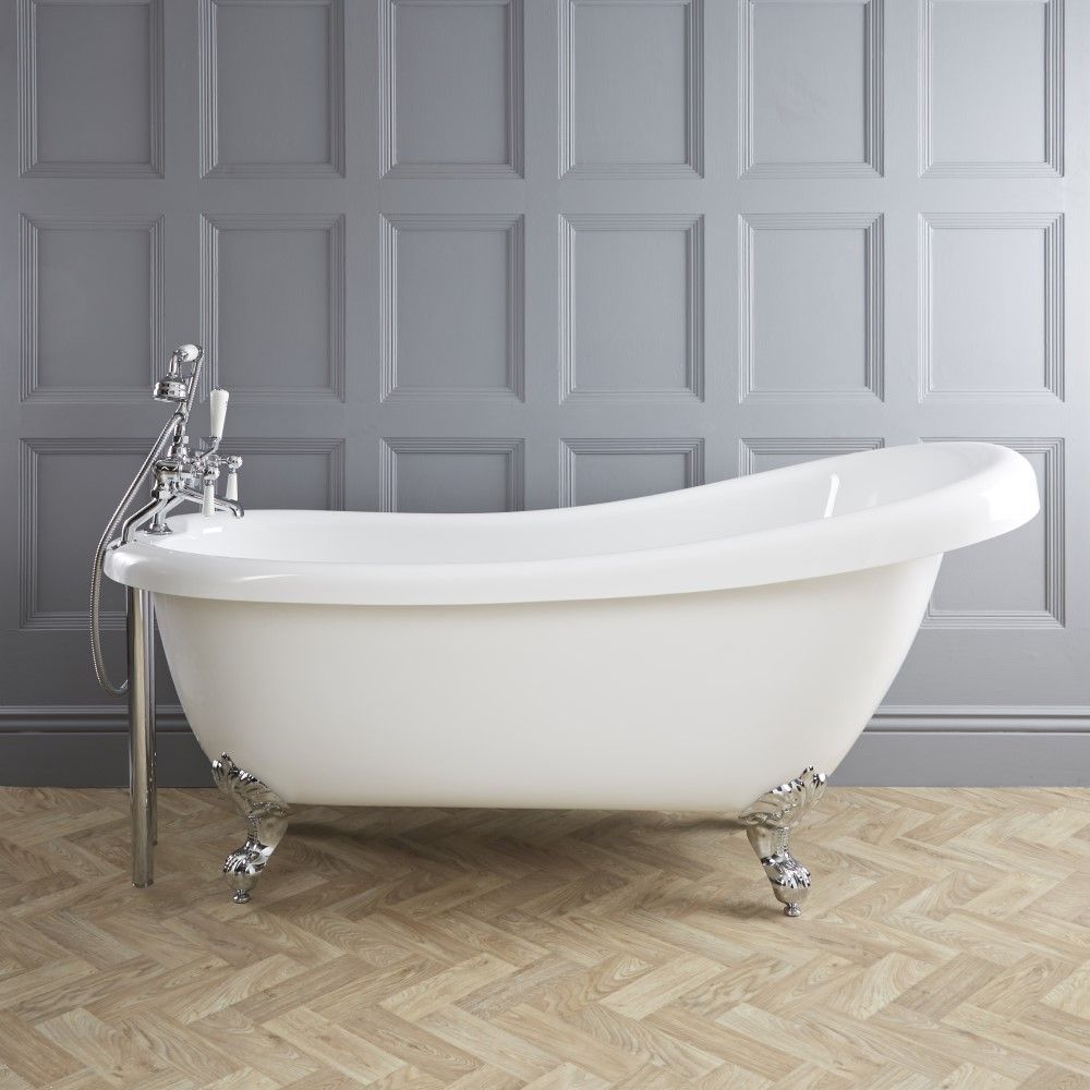 Bañera Exenta Tradicional con Respaldo en Un Lateral - 1710mm x 740mm - Patas Disponibles en Distintos Acabados - Legend