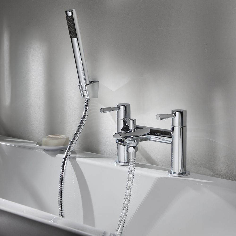 Mezclador de Ducha y Bañera Moderno de Sobreponer con Telefonillo - Cromado - Como