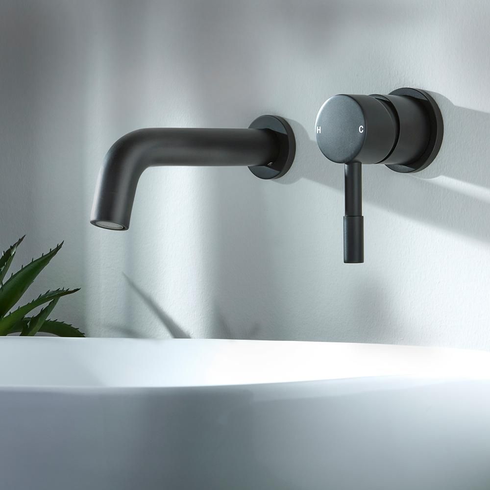 Grifo Mezclador Mural Negro para Lavabo - Nox