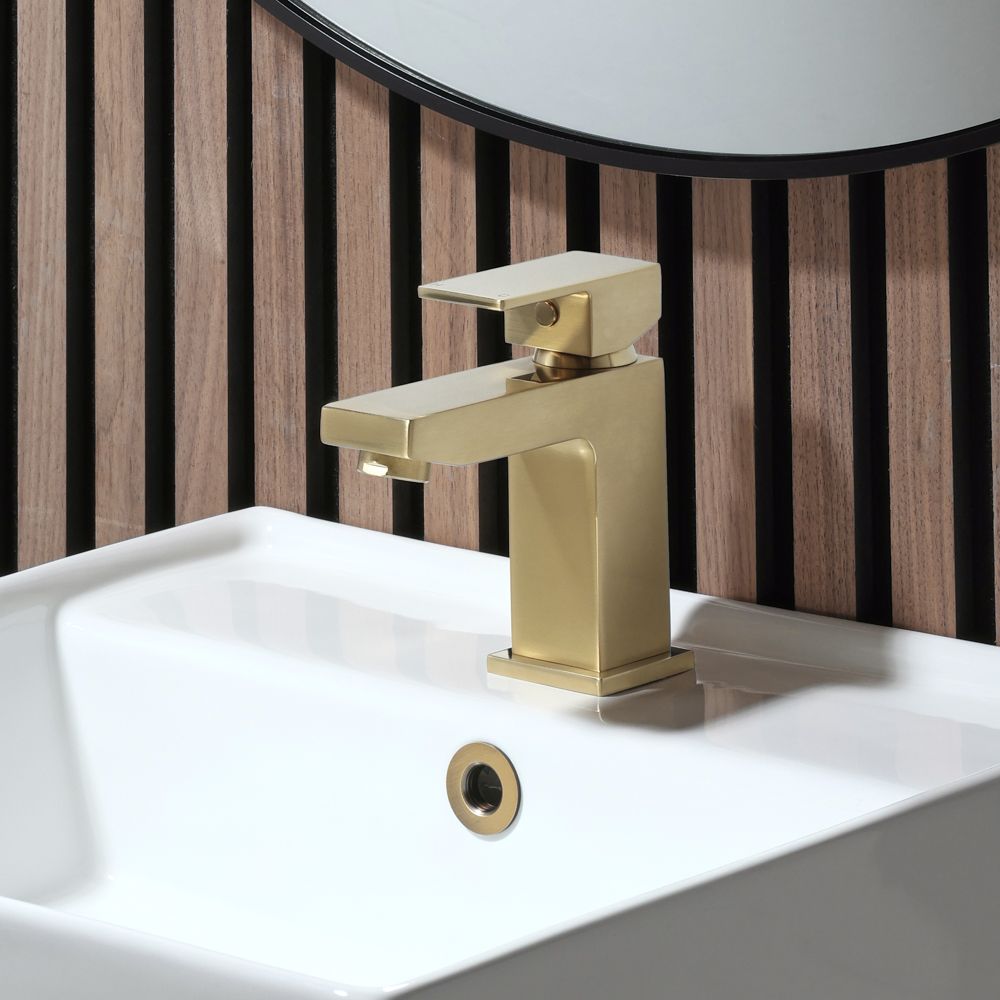 Grifo Mezclador Moderno Monoforo para Lavabo  - Oro Satinado - Lyra