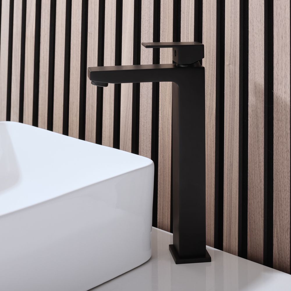 Grifo Mezclador de Lavabo Monoforo Alto Moderno  - Negro - Preto