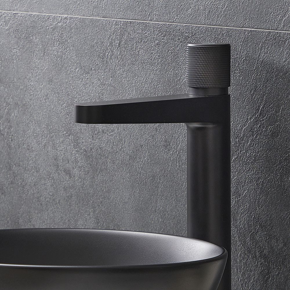 Grifo Mezclador Monoforo Moderno Alto con Botón a Presión - Negro - Idro