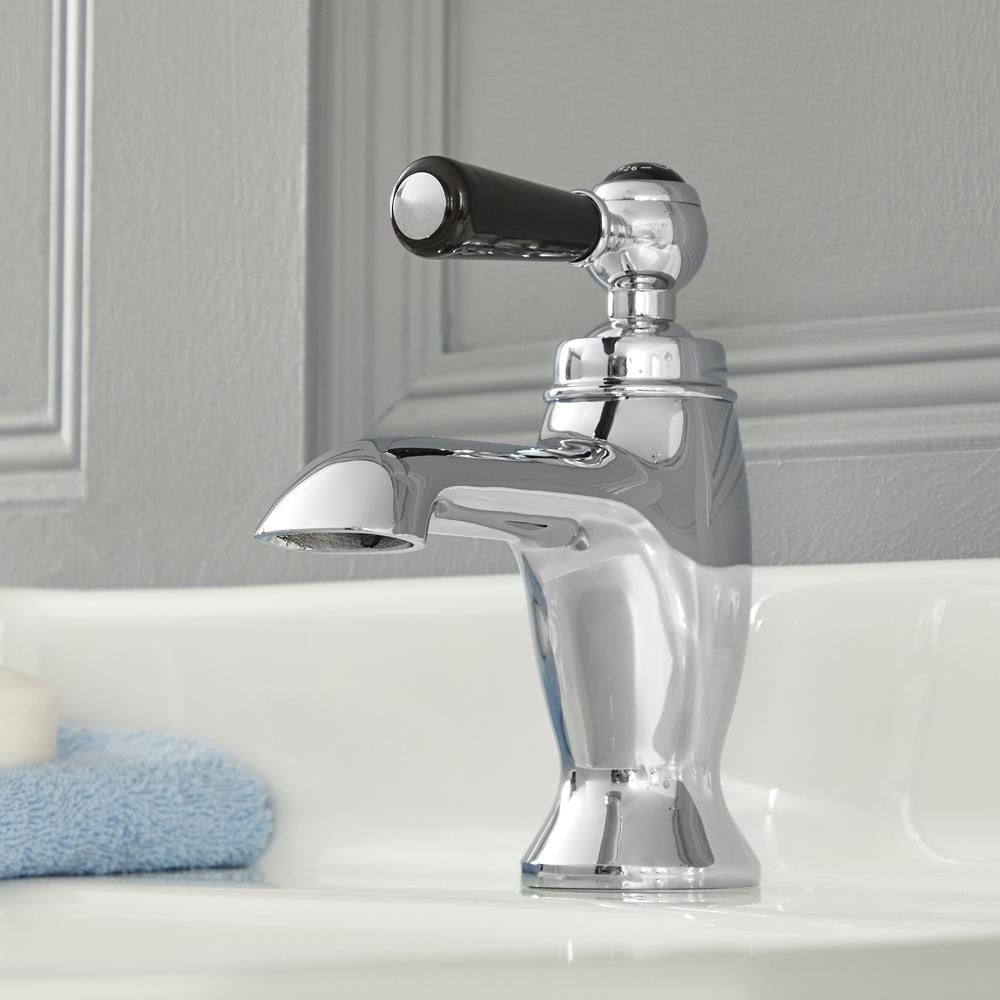 Hudson Reed Elizabeth -  Grifo Mezclador Tradicional para Lavabo con Manija a Palanca - Cromado y Negro 
