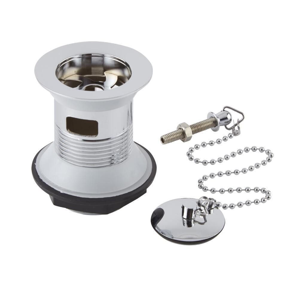 Válvula de Desagüe Tradicional para Lavabos con Rebosadero Completa con Cadena - Disponible en Distintos Acabados
