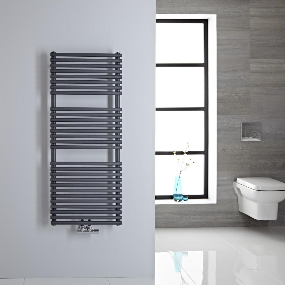 Radiador Toallero - Plano - con Conexión Central - 1200mm x 500mm - Antracita - Magera