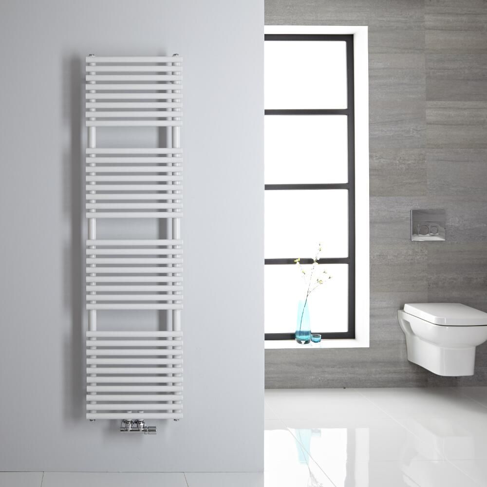 Radiador Toallero - Plano - con Conexión Central - 1500mm x 400mm - Blanco - Magera