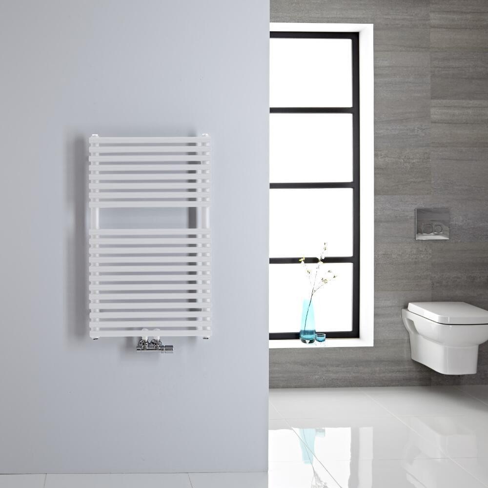 Radiador Toallero - Plano - con Conexión Central - 835mm x 500mm - Blanco - Magera