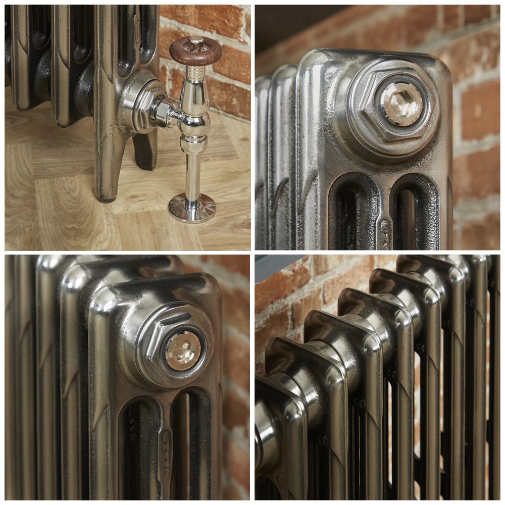 Radiador de Hierro Fundido de 3 Columnas - Altura de 860mm - Acabado Metal Gris Lúcido - Mercury