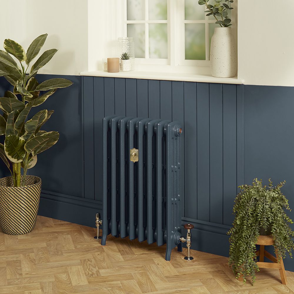 Radiador de 4 Columnas en Hierro Fundido - Altura de 660mm - Color Azul Hague Blue de Farrow & Ball - Isabel