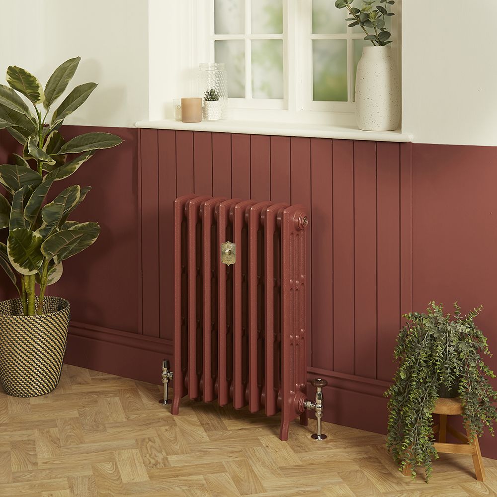 Radiador en Hierro Fundido de 4 Columnas - Altura de 760mm - Color Rojo Eating Room Red de Farrow & Ball - Isabel