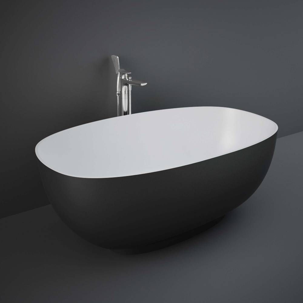 Bañera Exenta Moderna con Doble Respaldo Negra - 1400mm x 753mm - RAK Cloud x Hudson Reed
