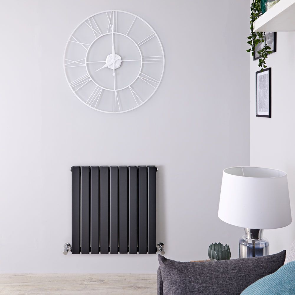 Radiador de Diseño Horizontal con Panel Plano - Panel Doble - 635mm x 630mm - Antracita - Delta