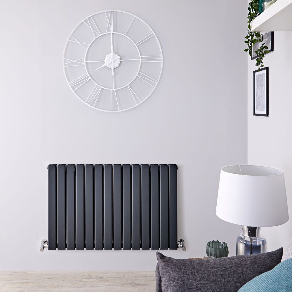 Radiador de Diseño Horizontal con Paneles Planos (Panel Doble) 635mm x 980mm - Antracita - Delta