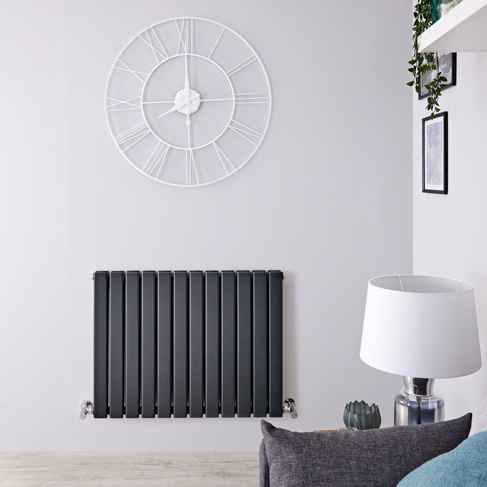 Radiador de Diseño Horizontal con Panel Plano - Panel Doble - 635mm x 840mm - Antracita - Delta