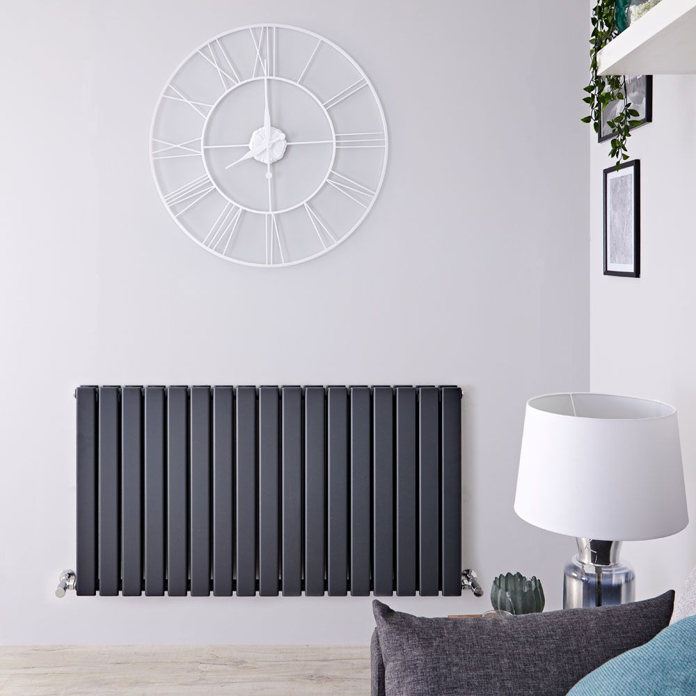 Radiador de Diseño Horizontal con Panel Plano - Panel Doble - 635mm x 1190mm - Antracita - Delta