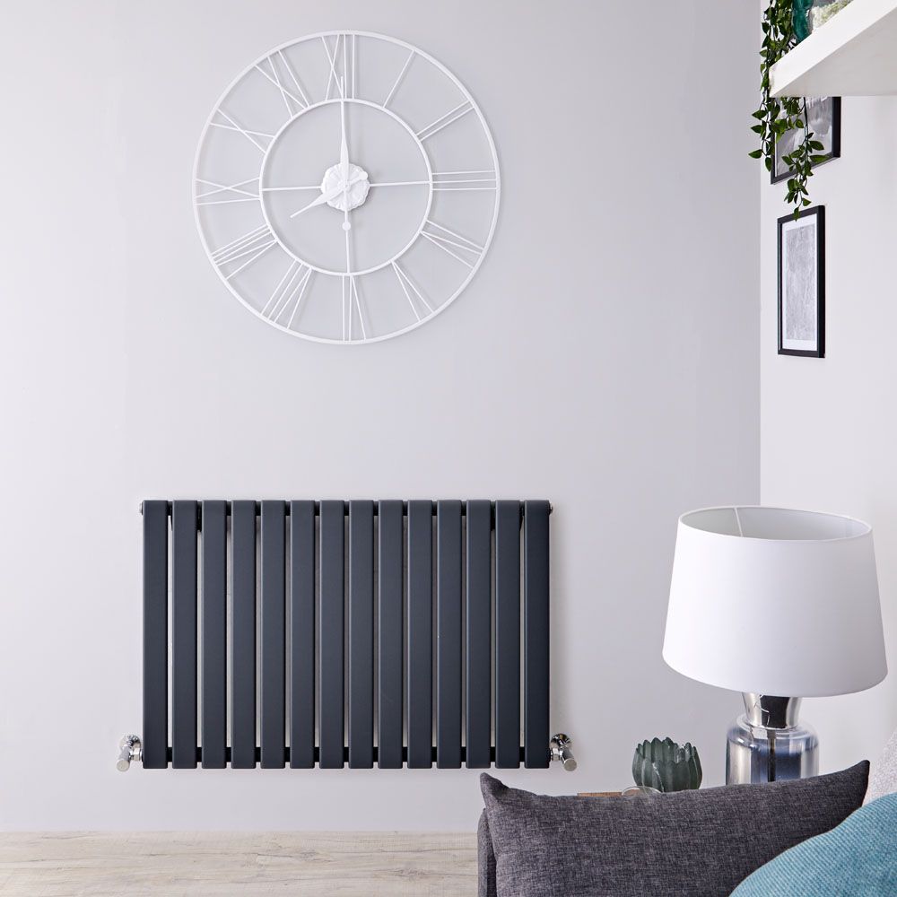Radiador de Diseño Horizontal con Panel Plano - Panel Doble - 635mm x 980mm - Antracita - Delta