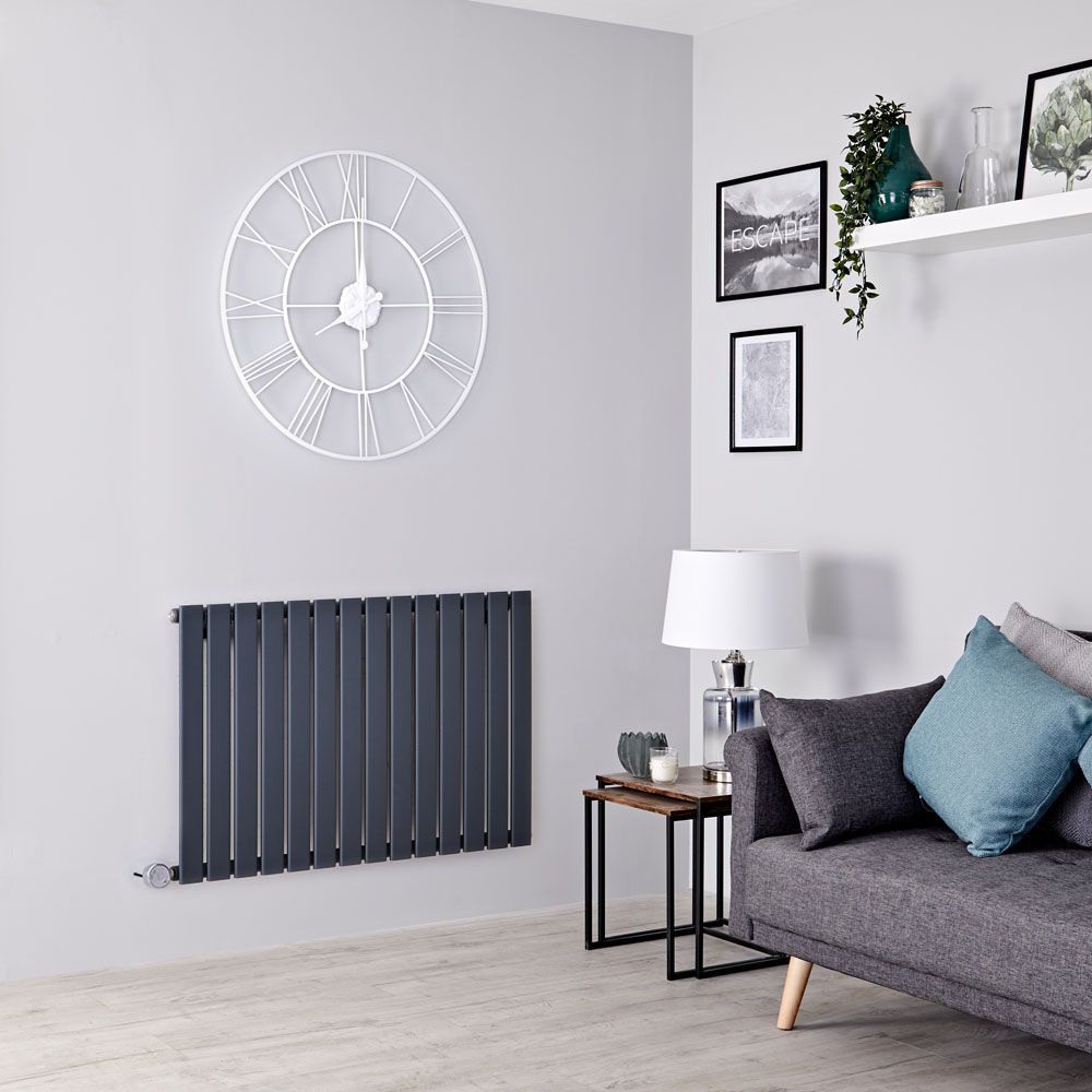 Radiador de Diseño Eléctrico Horizontal - Antracita - 635mm x 980mm x 46mm -  Elemento Termostático de 800W  - Delta