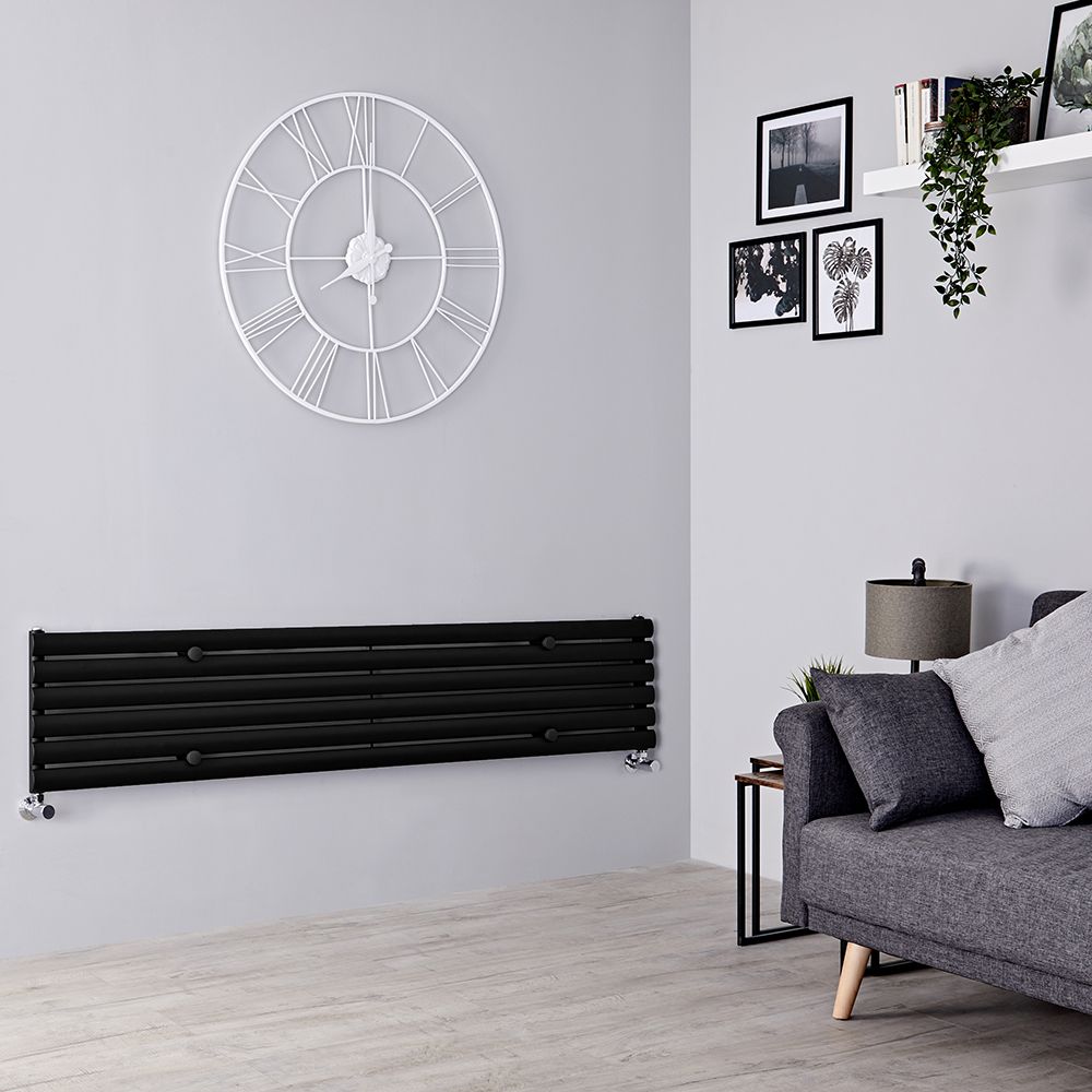 Radiador de Diseño Horizontal (Panel Único) - 354mm x 1600 mm - Negro Mate - Revive